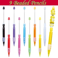 9Pcs DIY Beaded Pencil for Students Non Sharpening Pencil 0.5 Non Refilling Beadable Automatic Cute Writing Pencil Wholesale 1