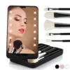 New 5pcs Travel Makeup Brush Set With Led Light Mirror Case  Rechargable Folding Makeup Mirror Storage Box For Beauty Tool 1