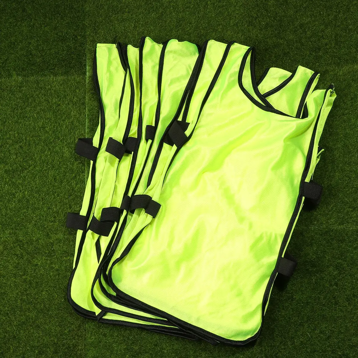 6pcs Fluorescent Green Football Vest Kids Breathable Pinnies Scrimmage Vest Football Training Waistcoat Clothes for Child