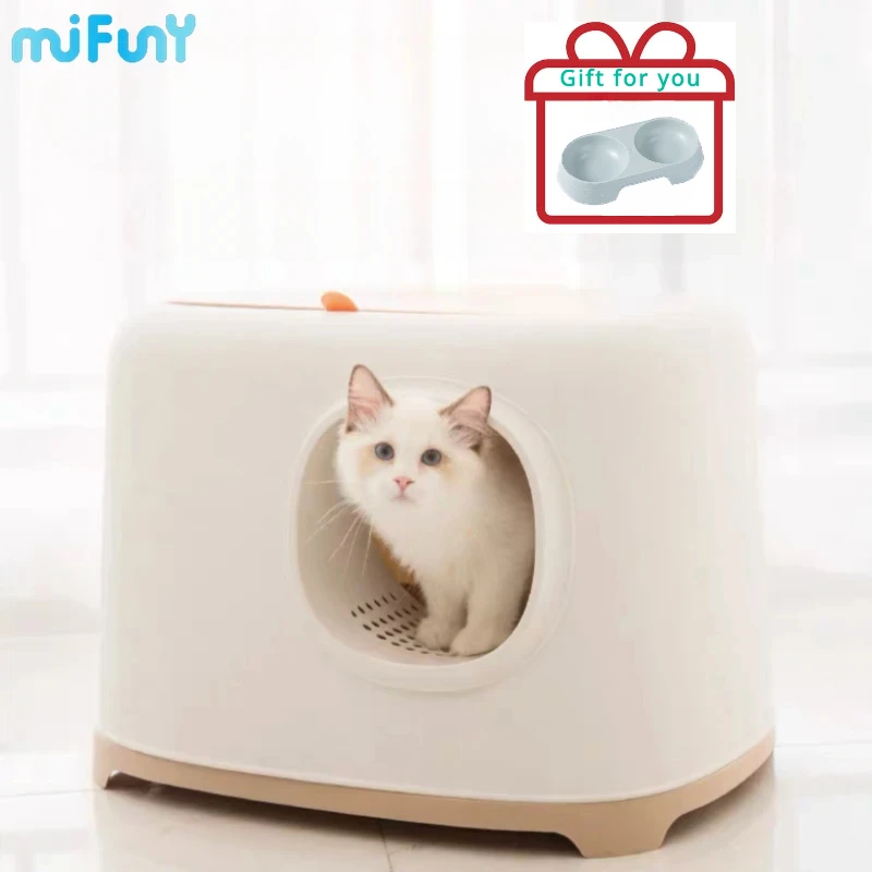 

MiFuny Cat Litter Box Fully Enclosed Sandboxes for Cat Large Cat Toilet Kitty Litter Box Closed Cat Litter Tray Spillproof Pet