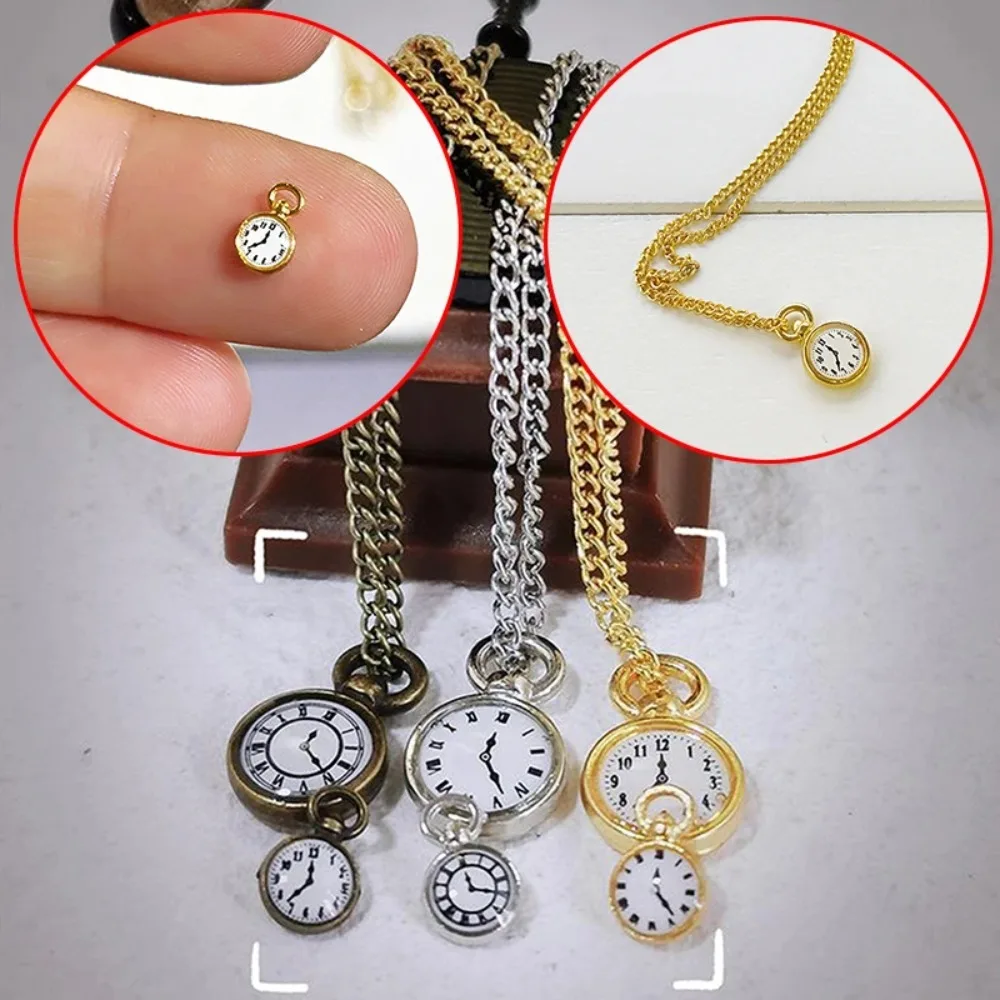 Necklace Watch Dollhouse Simulation Pocket Watch Simulation Ob11 Accessories Mini Necklace Pocket Watch Alloy Vintage