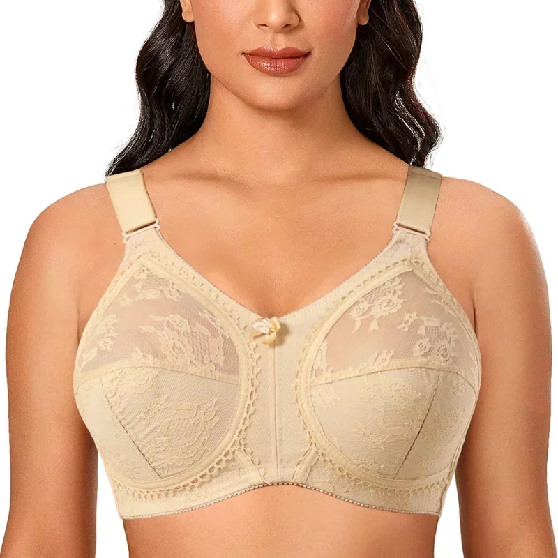Big Minimizer Bras Large Size Lace Bra Women Sexy Unlined Full Coverage Ultra Thin Wireless Adjusted-straps Underwear Sujetador 5