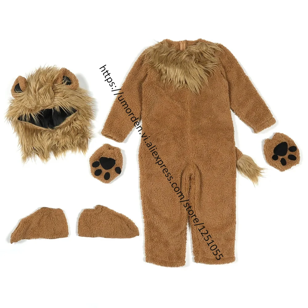 Boy's Lion Costume for Child Kids Toddler 2-12Y Complete Set Animal Themed Party Cosplay Halloween Purim kids cosplay costume