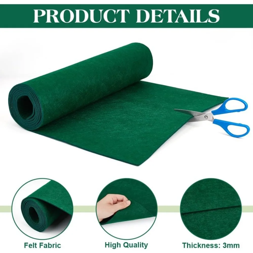 78.7x15.7inch Felt Roll Green Craft Felt Fabric 3mm Thick Nonwoven Roll DIY Arts & Crafts Patchwork Sewing Deocoration