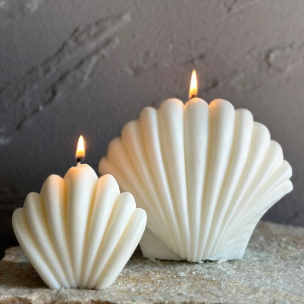 قالب سيليكون متعدد المقاسات على شكل صدفة البحر للشمعة سهل التشكيل من الراتنج على شكل محارة لصنع مروحة مخططة وديكور حفلات المهرجانات DIY هدايا أعياد الميلاد