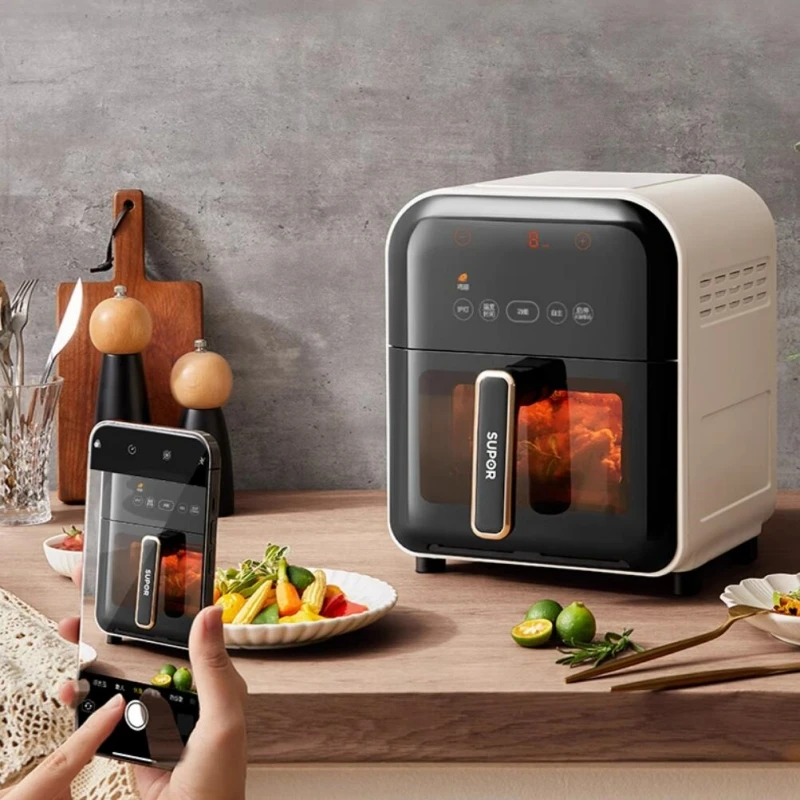 SUPOR 220V Air Fryer 5L Household Large Capacity 1450W Visual Without Turning Oil-free Fryer Home French Fries Machine 3