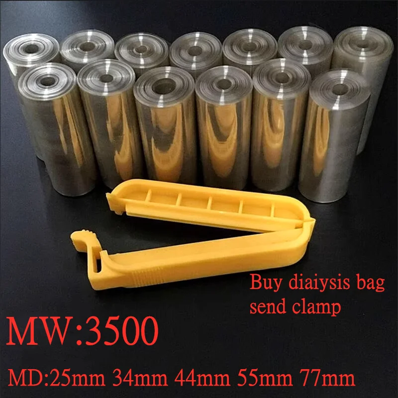 

1 or 5 Meters Laboratory MW3500 Regenerated Cellulose Dialysis Bag Tubing MD25/34/44/55/77mm RC Dialysis Tube