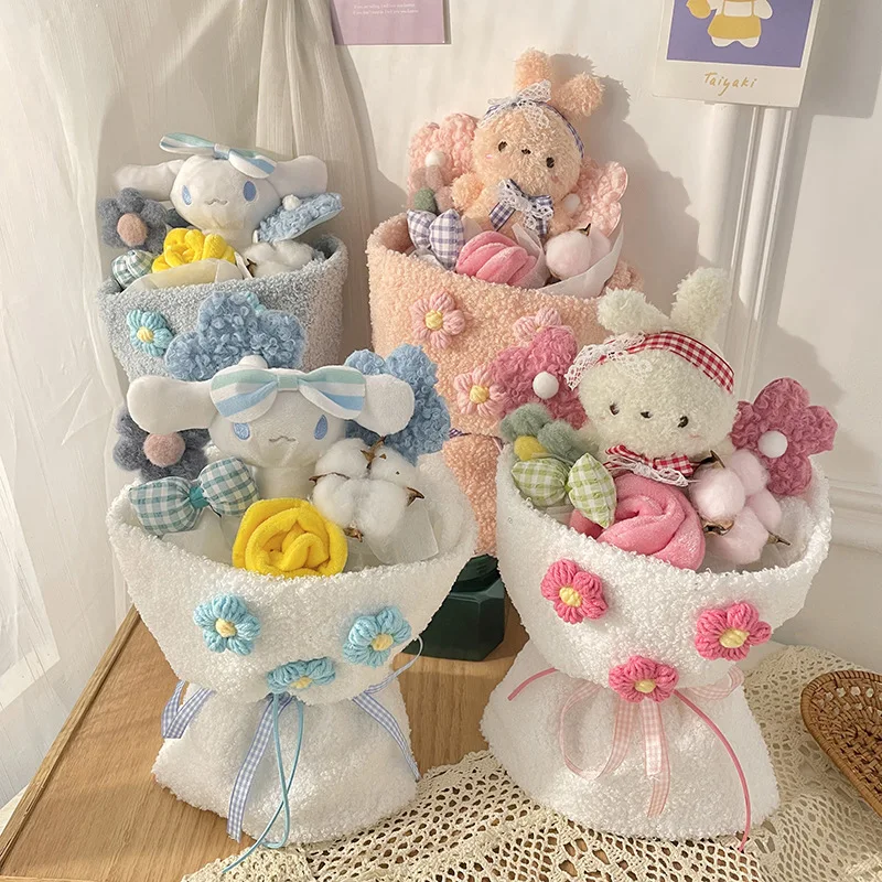 Sanrio – Bouquet en peluche lapin cannelle, Animal en peluche, boîte-cadeau  pour la saint-valentin, noël, remise de diplôme, cadeau d'anniversaire