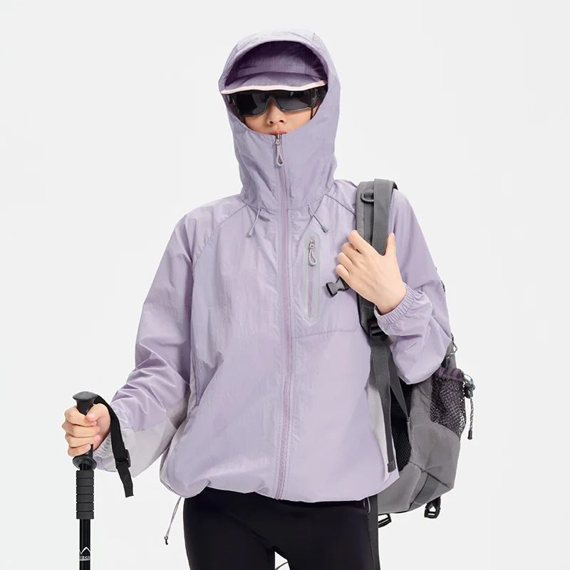 Women's Lightweight Hooded Hiking Jacket for Outdoor Layering