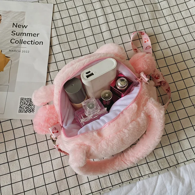 Kirby Plush Bags Women Backpack Anime Kirby Plushie Messenger Bag Cartoon Handbags Soft Kids Gifts Kawaii Stuffed Bags for Girls 6
