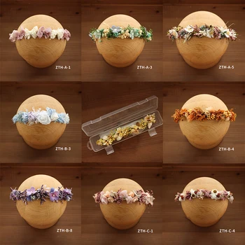 Accessori per fotografia con fascia per capelli appena nati Grazioso fiore artificiale Copricapo per bambina Fiori secchi regolabili Puntelli per copricapo 1