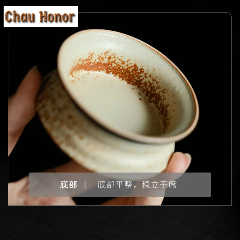 Blue And White Flint Red Teapot Cover Holder Handmade Gold Drawing Peony Flower Cover Frame Zisha Pot Lid Shelf Teaware Craft