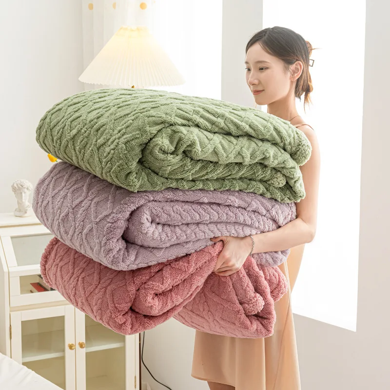 Autumn Winter Warm Blanket for Double Bed Thick Plush Soft Sofa Throw