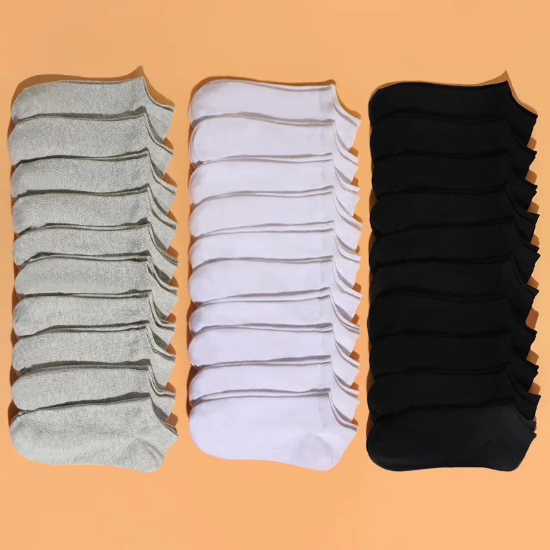 10 Pairs Women/Men Boat Socks Solid Color Casual Breathable Invisible Low Cut Silicone Non-slip Summer No-show Ankle Socks