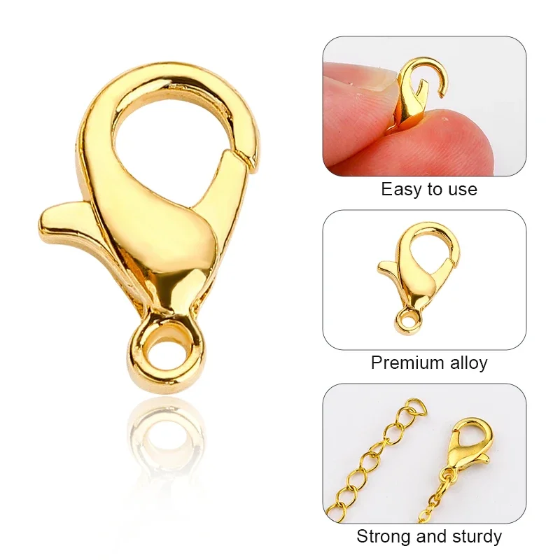 DIY Jewelry Findings 300pcs/Box Gold Silver Lobster Clasp Open Jump Rings for DIY Jewelry Making Handmade Bracelet Necklace Findings