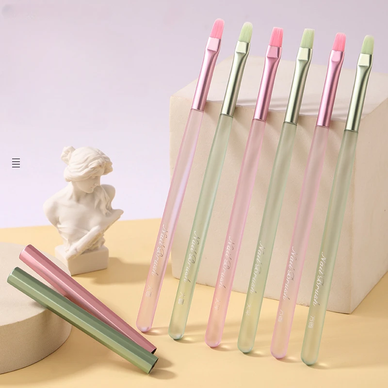 New Nail Brush Green Pink UV Gel Extension Pen Nail Art Tool Set Brushes Polish Painting Brushe Drawing Manicure Accessories 2