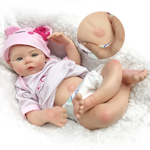 45cm 3d pintado corpo inteiro macio silicone sólido bebe reborn menina  artesanal lifelike reborn boneca corpo