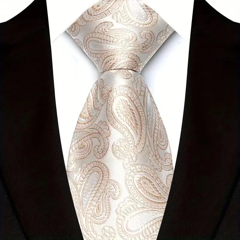 Neue Weiß Beige Farbe Jacquard männer Krawatten 8CM Paisley Gestreiften Punkte Business Formale Krawatten Hochzeit Party Anzug krawatte Geschenk – Detail 6