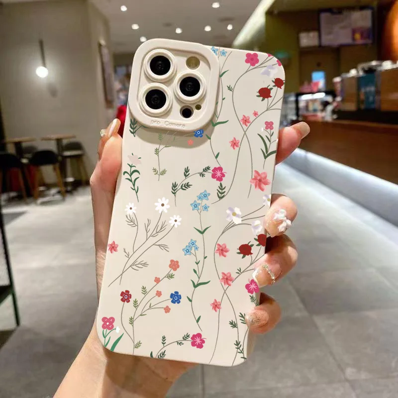 thumbnail image 1 of Funda de teléfono con patrón de rama de flores para iPhone 16, 15, 14, 13, 12, 11 Pro Max, XS, XR, 7, 8 Plus, funda de silicona suave mate a prueba de golpes, 1 of 5