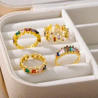 Colorful Zircon Square Rings For Women Stainless Steel Multi-Layer Ring 2023 Trending Wedding Aesthetic Jewelry Gift anillos - Image 5