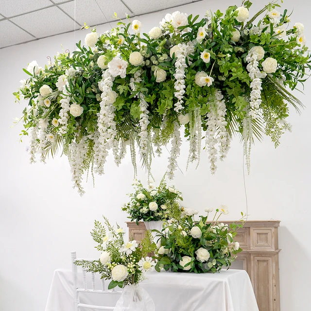 Personalizado 180cm suspenso teto flor linha arranjo decoração do casamento  pendurar planta verde wisteria floral evento propestável flor - AliExpress