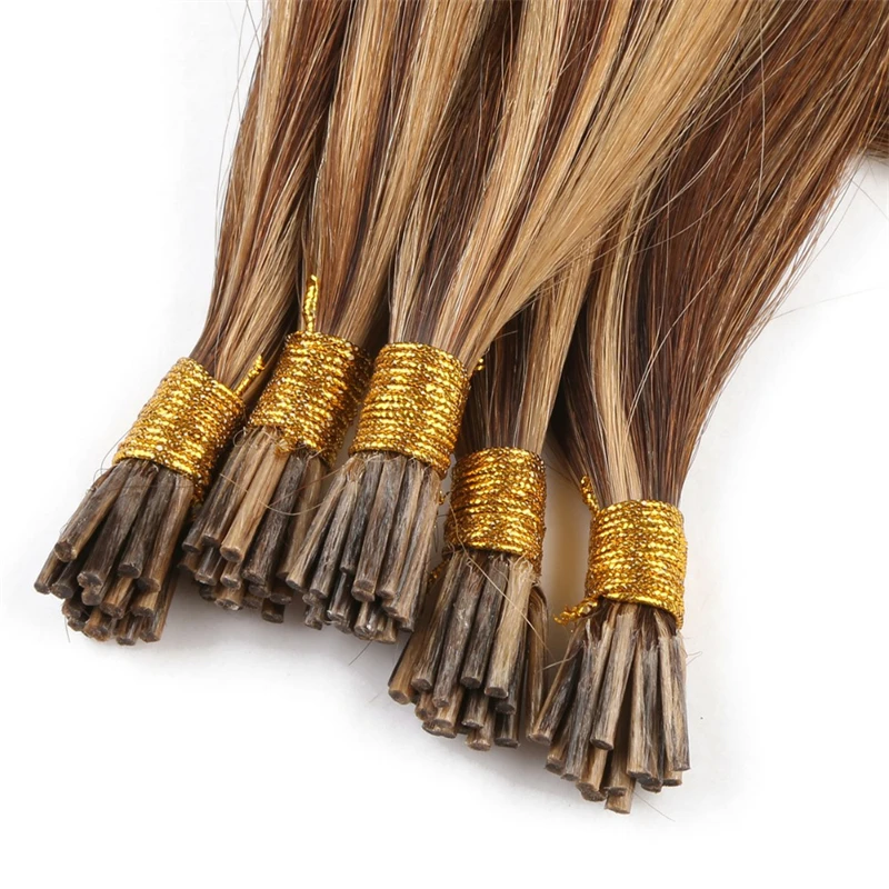 P4/613 Straight I Tip Hair Extensions Natural Real Human Hair Fusion Extensions Keratin Capsule Brown Blonde For Salon
