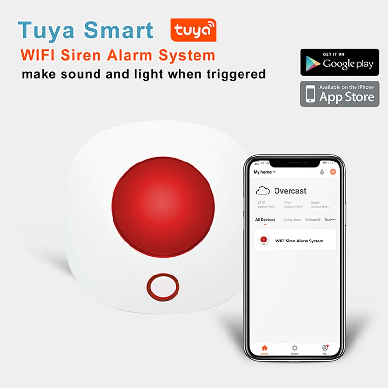 Siren Alarm Indoor Wireless Alarm Siren for GSM Alarm System 110dB WiFi Tuya Sound Light Flash Strobe High Decibel Loudspeaker