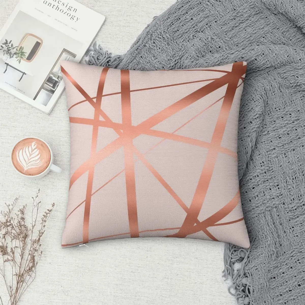 

Pink And Copper Luxe Pillowcase Polyester Pillows Cover Cushion Comfort Throw Pillow Sofa Decorative Cushions Used for Home Sofa