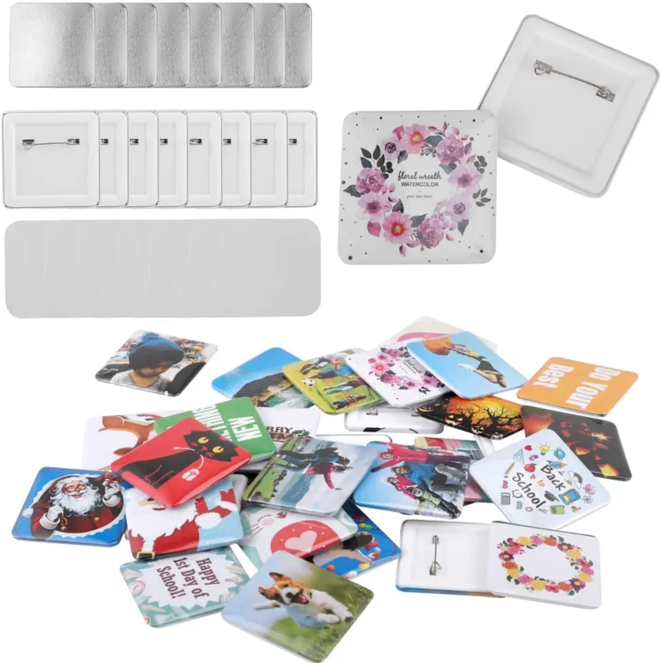 100 Set Square Button Making Supplies for DIY Crafts
