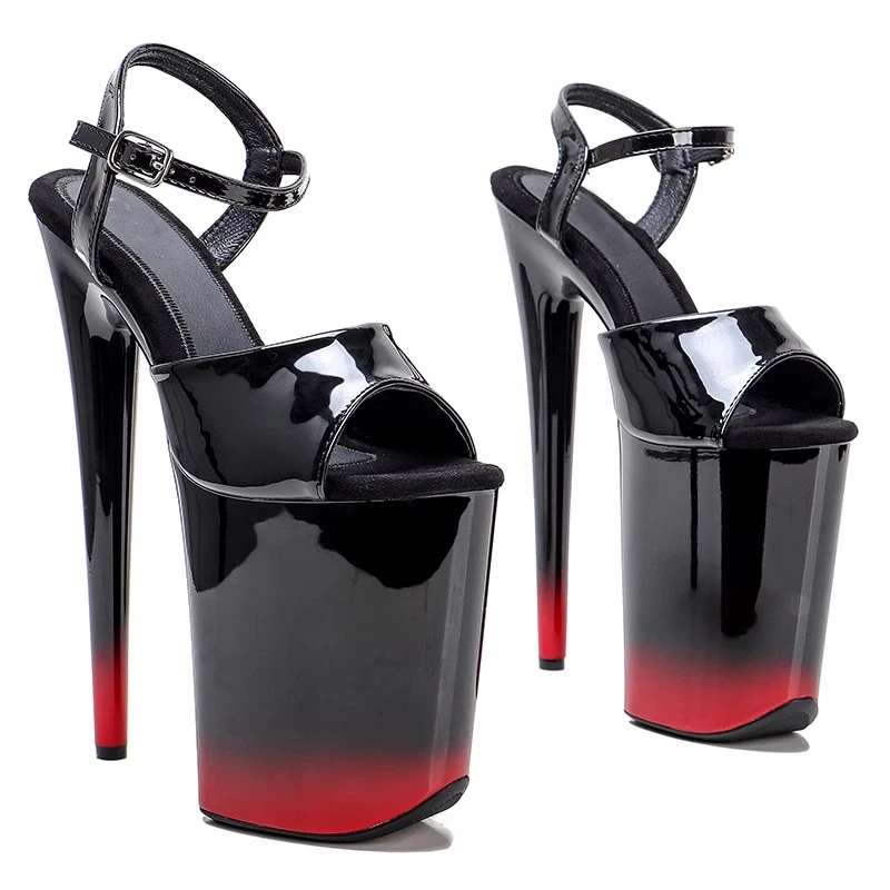 

Model Shows Wome Fashion 23CM/9inches PU Upper Platform Sexy High Heels Sandals Pole Dance Shoes 017