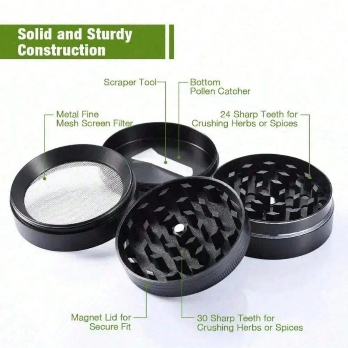 2inch Metal Herb Grinder 4-layer Manual Spice Mill Pepper Mortar Crusher Raw Grass Tobacco Grinder Smoking Cigarette Accessories 2