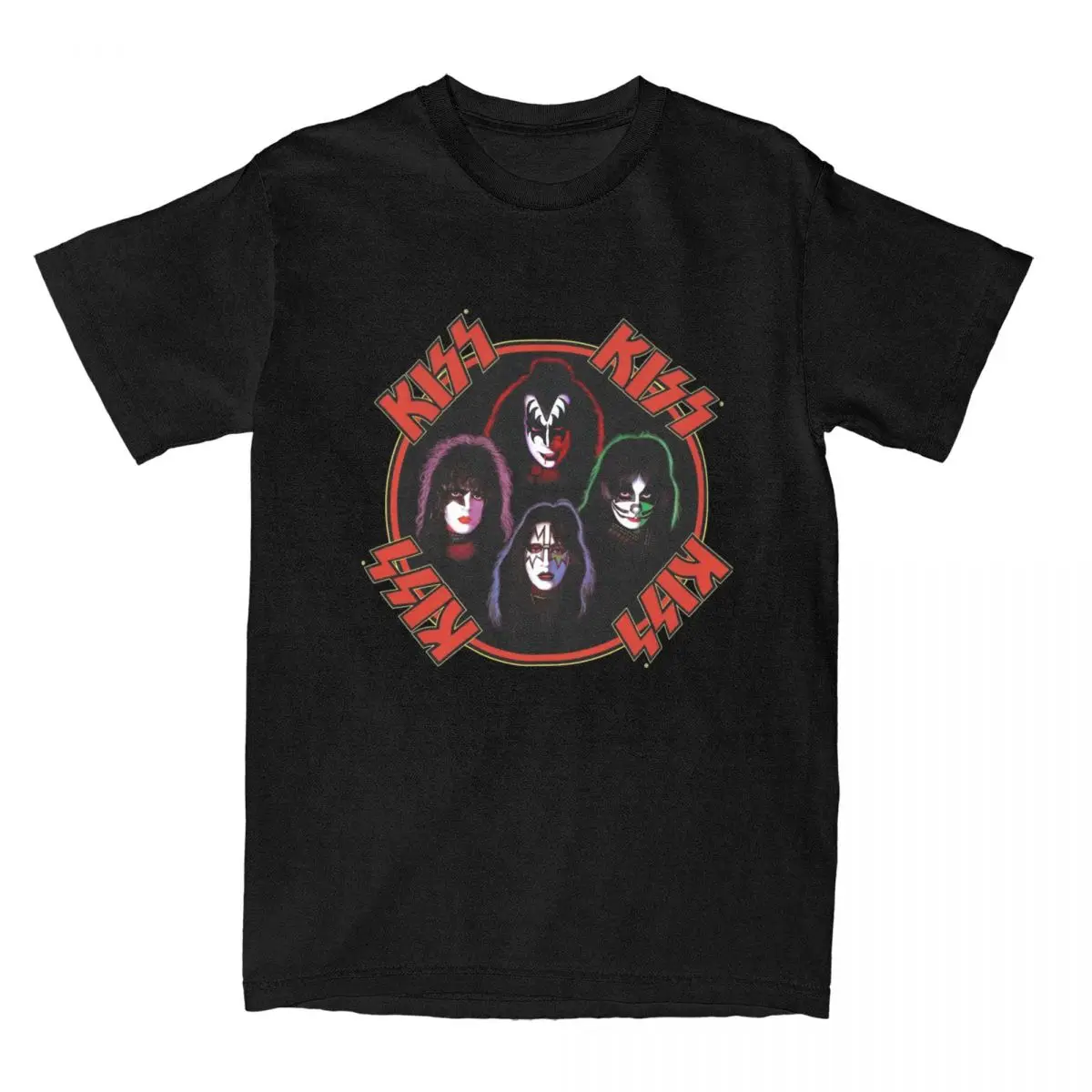 Vintage Kiss Band Member Rocking Rock Music T-Shirt Uomo Donna Pure Cotton Metal Tees Shirt Graphic Clothes