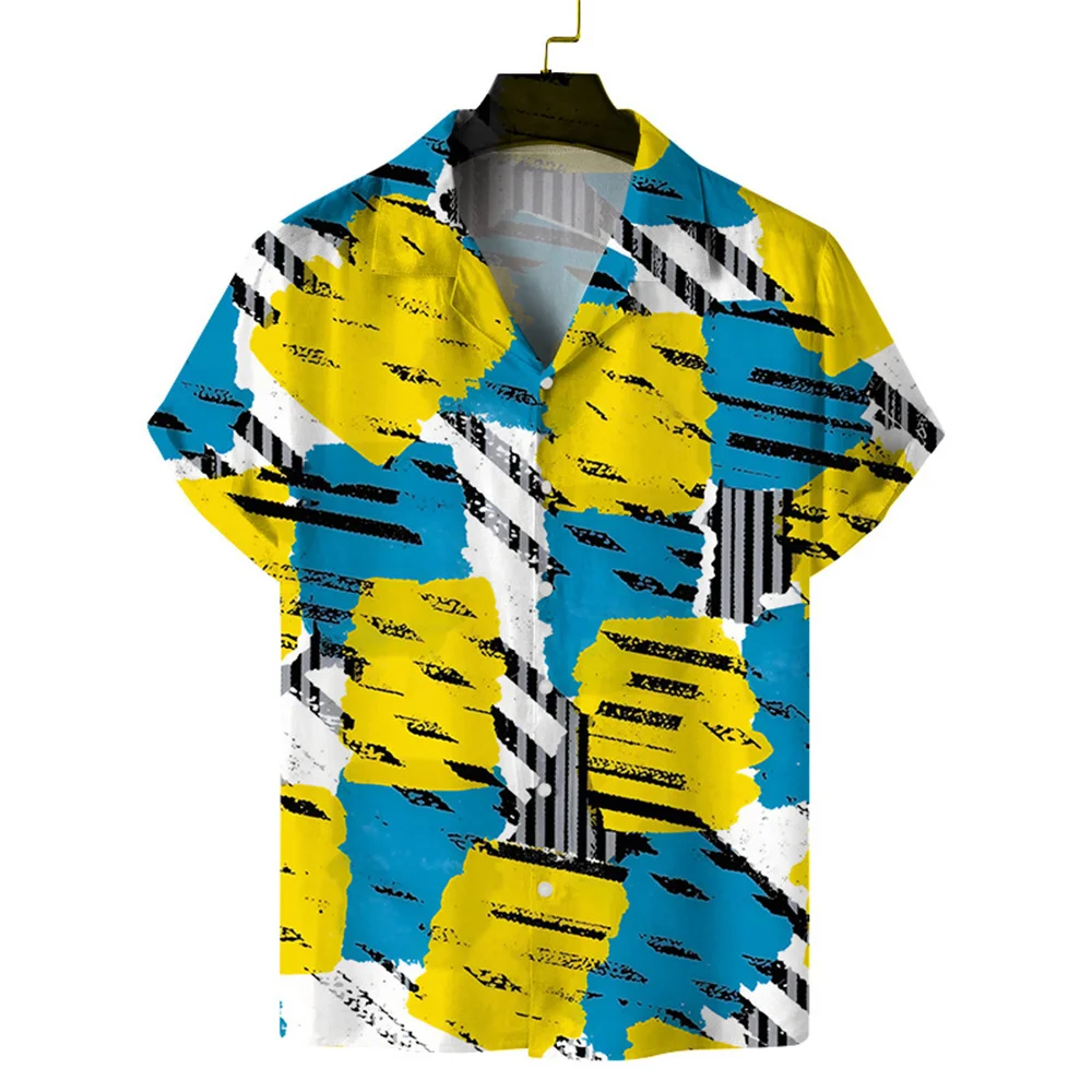thumbnail image 1 of Camisa hawaiana de manga corta con estampado floral para hombre, camisas de solapa con estampado 3D de verano, camisas Y2k con botones, blusas de playa de gran tamaño, 1 of 5