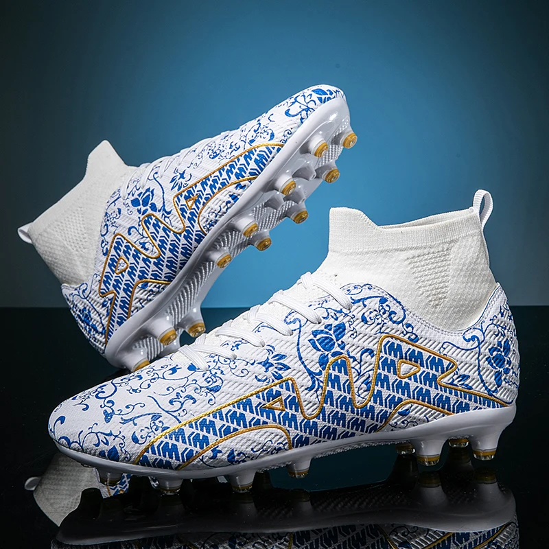 Pantofi de fotbal pentru bărbați, gleznă înaltă, confortabili, antrenament, ghete de fotbal profesionale, ultralejere, antiderapante, respirabile, noi_voghion.com