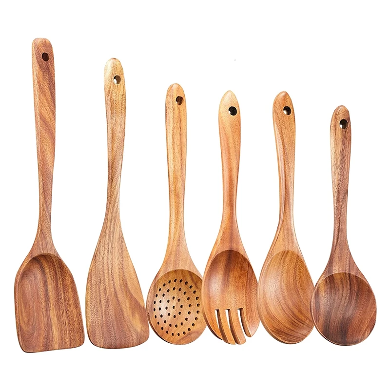 

Wooden Kitchen Utensils Set,6 Pcs Wooden Spoons For Cooking,Wooden Cooking Utensils,Wooden Spoons For Non-Stick Pan