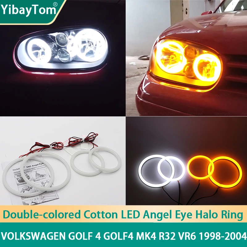 

Warranty Durable SMD Cotton Light Switchback LED Angel Eye Halo Ring DRL Kit For Volkswagen Golf 4 golf4 MK4 R32 VR6 1998-2004