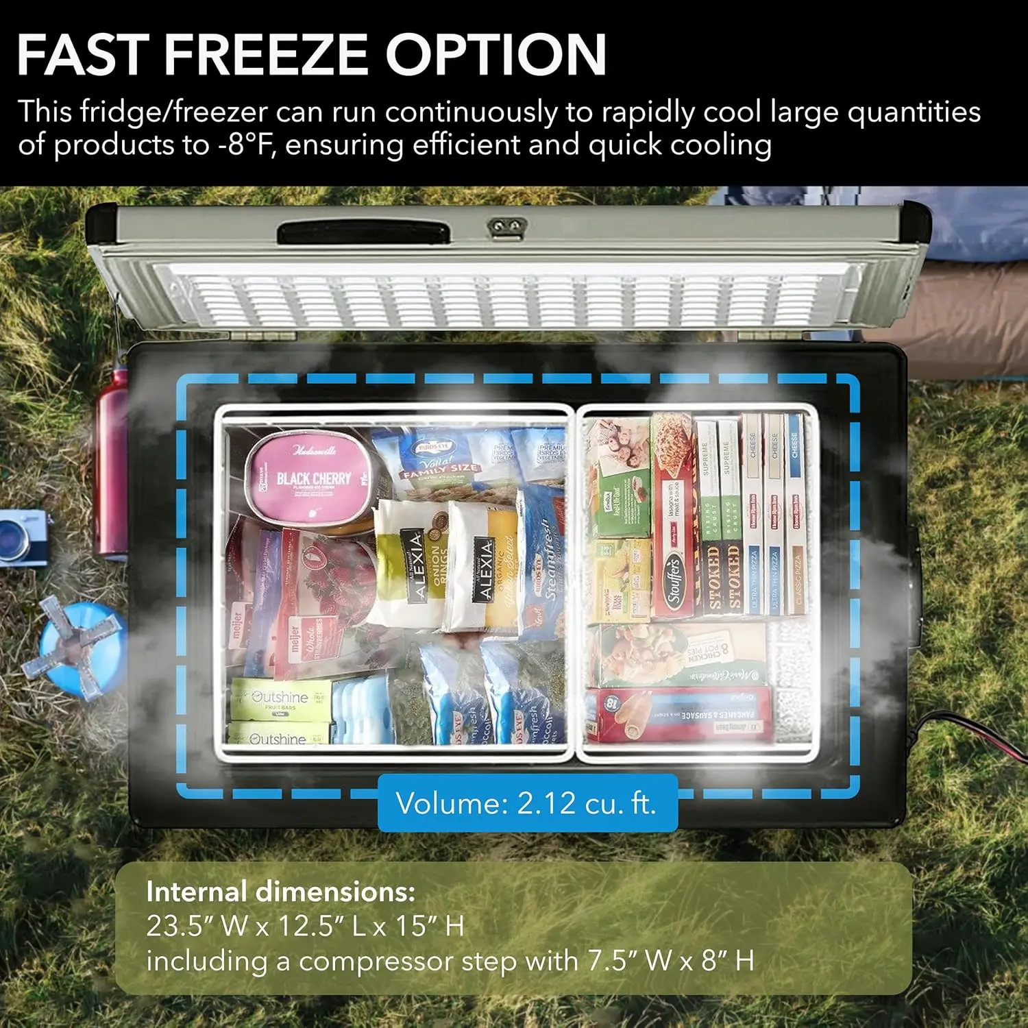 FM-65G 65 Quart Portable Refrigerator and Deep AC 110V/ DC 12V Real Chest Freezer for Car Home Camping and RV with 6