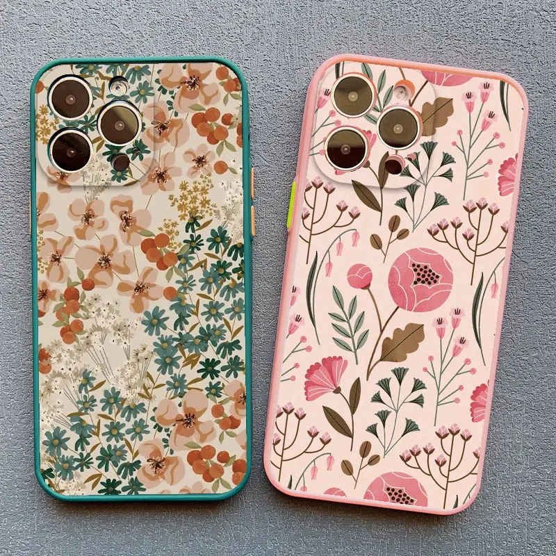 Floral Shockproof Phone Case - Full Graphic Flower Design Cover