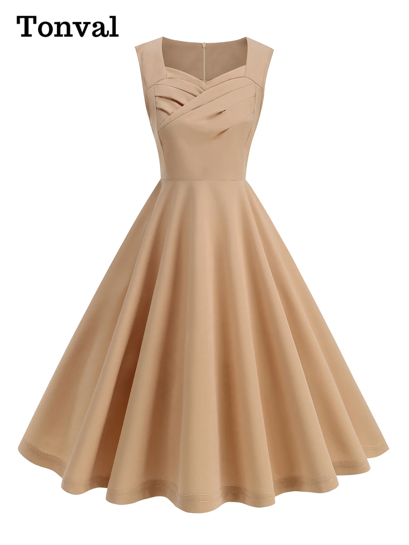 Tonval Sweetheart Neck Elegant Plain Dresses Elegant Retro Party Vintage  Style Women Sleeveless 1950s Clothing Dress - AliExpress 200000345