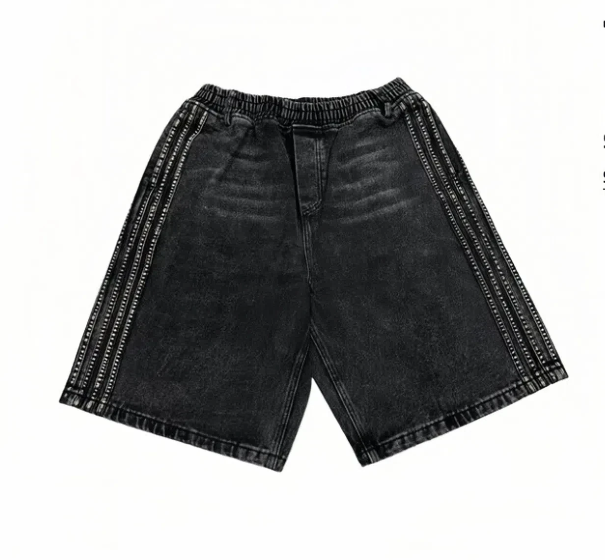 Retro Striped Men Shorts Y2k Black Casual Hip Hop Sports Basketball Shorts Summer New Loose Denim Streetwear Sweatpants