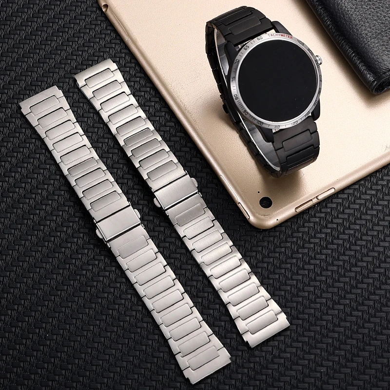 Premium 22mm Stainless Steel Watch Strap - Elegant Metal Bracelet Replacement Band
