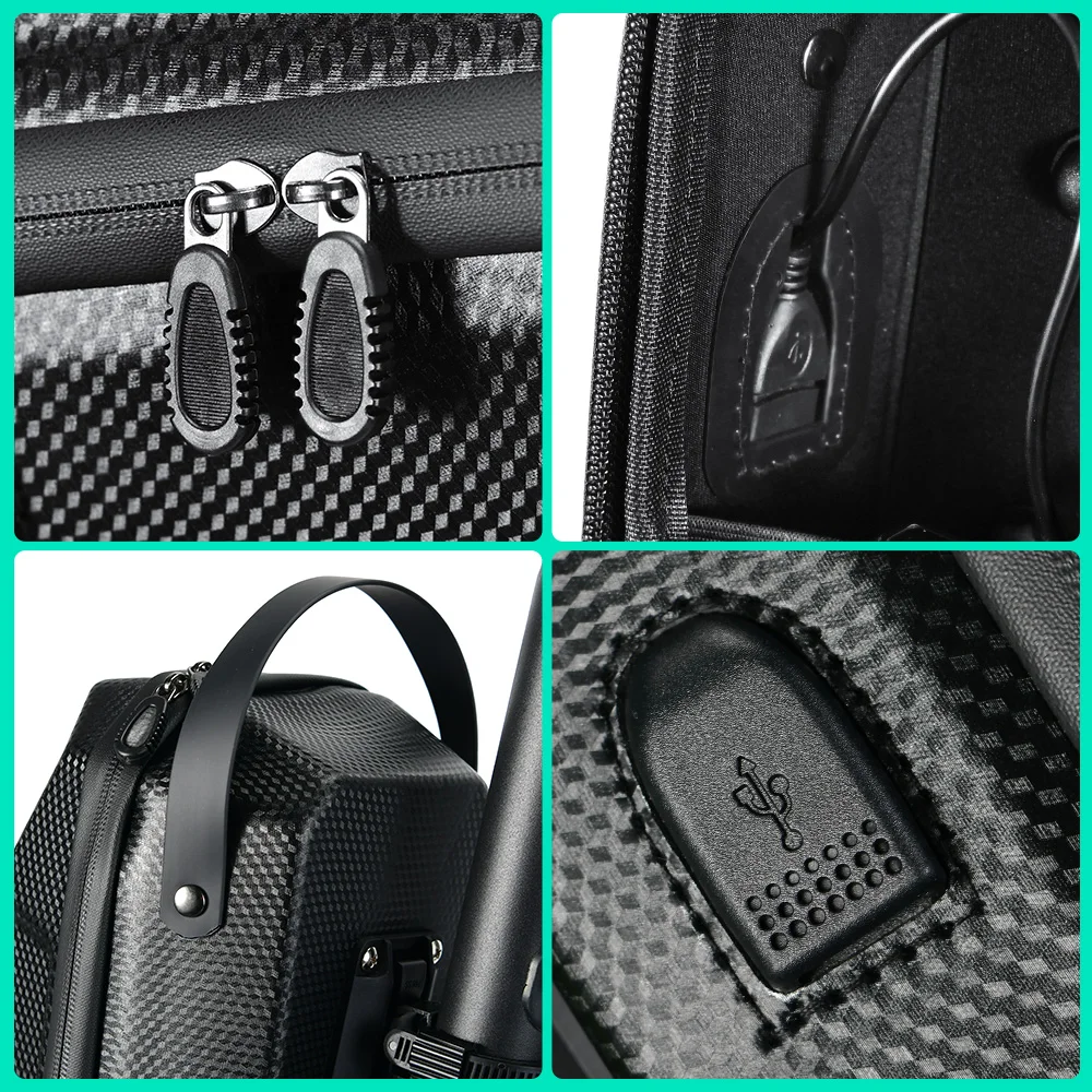USB-Anschluss, elektrischer Roller, Vordertasche, Lenker, wasserabweisend, Schnellverschluss, 3 l/5 l, EVA, großes Fassungsvermögen, universell für Xiaomi Scooter – Detail 14