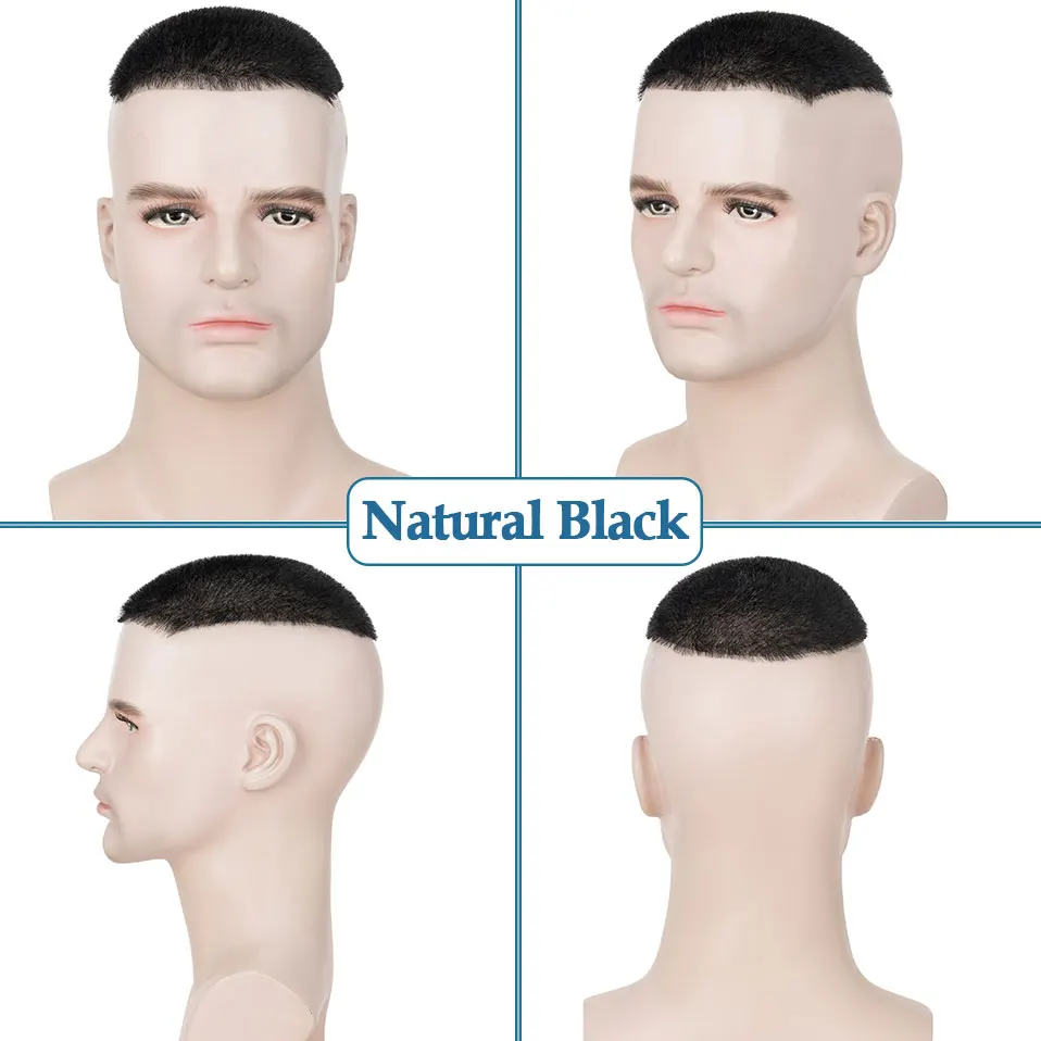 5x7/6x8 Short Buzz Cut Hair Men Toupee Thin Skin PU Human Hair System for Men Replacement Systems Men's Capillary Prothesis 3