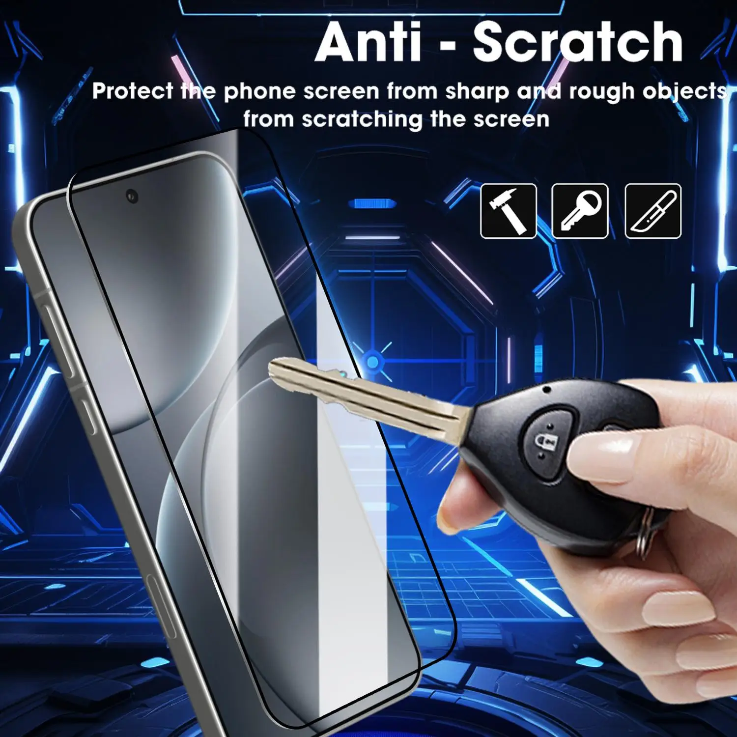 HD Screen Protector with Easy Install and Anti-Shatter Tempered Glass Film for Enhanced Durability and Fingerprint Unlock