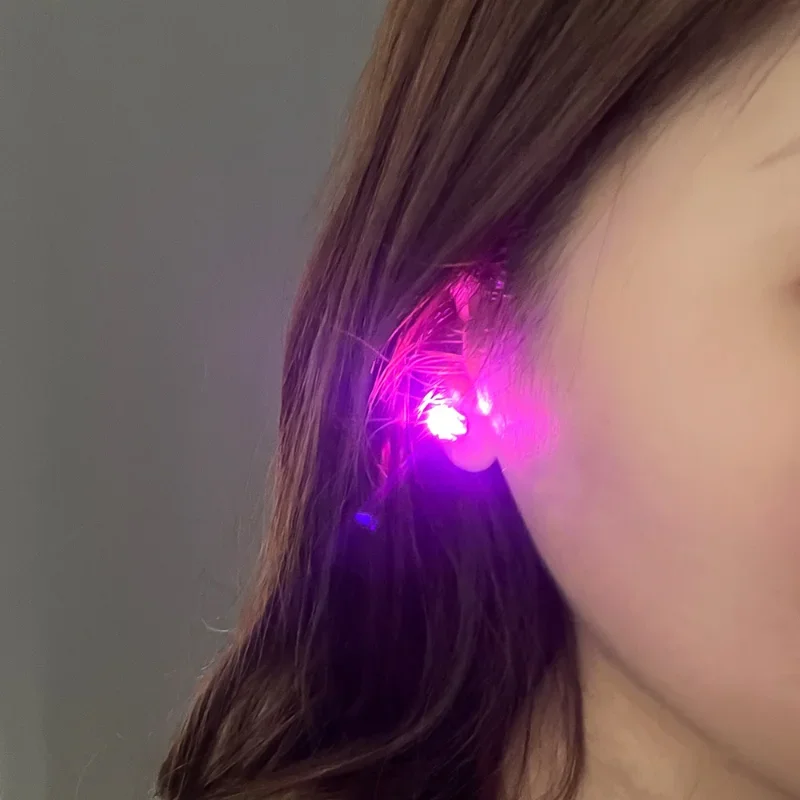 Cyberpunk Colorful LED Luminous Square Earrings Men Women's Cool Fashion Zircon Earring Party Carnival Disco Jewelry Accessories 4