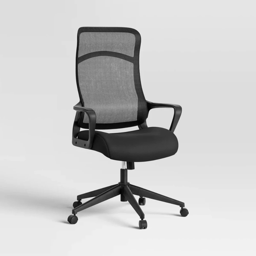 Comfort Office Chair, Black, Cozy Upholstered Cushion and Mesh Back, Office Furniture фен comfort black dewal beauty