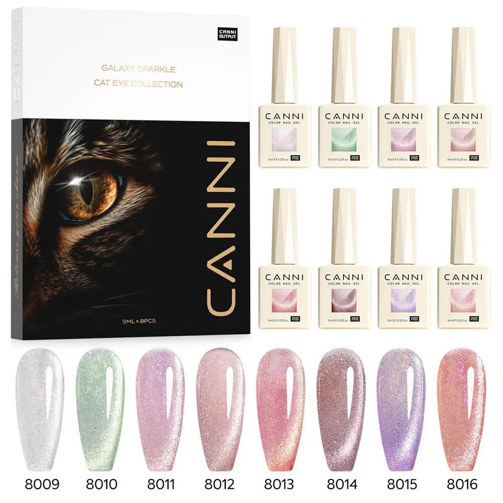 CANNI Super Glossy Glitter Cat Eye Nail Gel Polish - Hema Free Diamond Top Coat, Semi-Permanent UV LED Varnish
