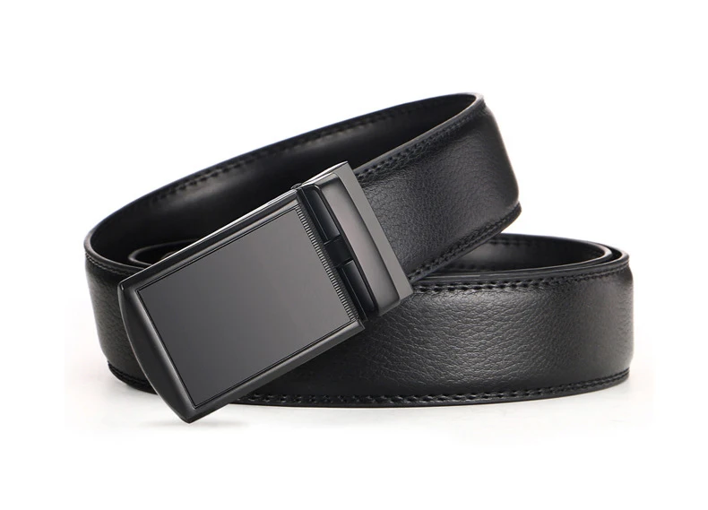 Herren-Gürtel aus echtem Leder, Metall, automatische Schnalle, Ratsche, Rindsleder-Gürtel für Jeans, Lederband, Gürtel für Herren, Hosen, Bund Carta – Detail 5