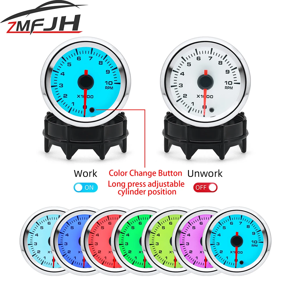 New7ColorsAutoCarTachometerTachoGauge52mmTachometer10000RPM