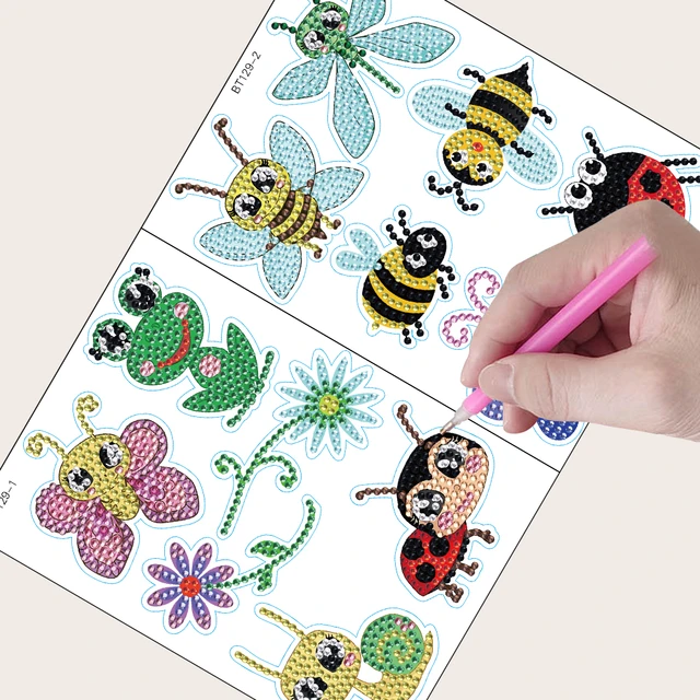 Diamond Painting Stickers Kit for Kids Easy DIY Cartoon Animal Sticker by  Numbers Diamond Mosaic Handicrafts